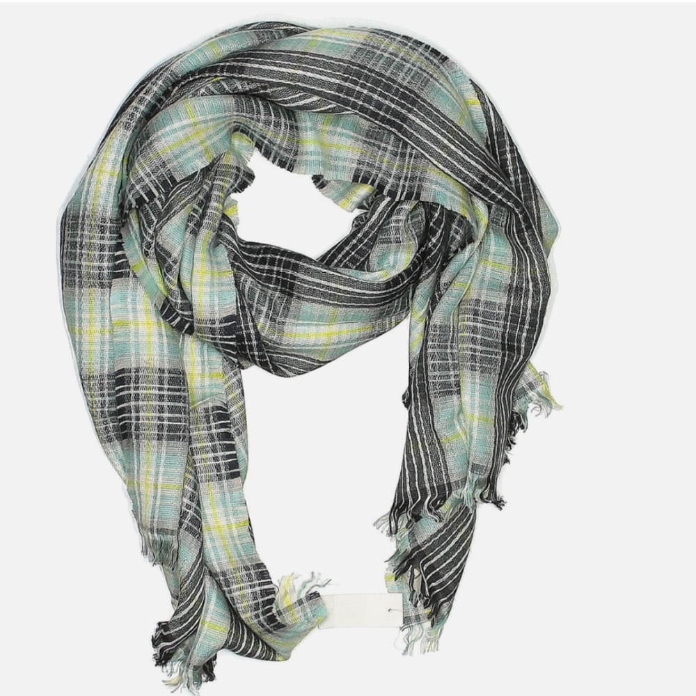 NWT LOFT Plaid Scarf Shawl Wrap with Fringe Acrylic / Modal Blend